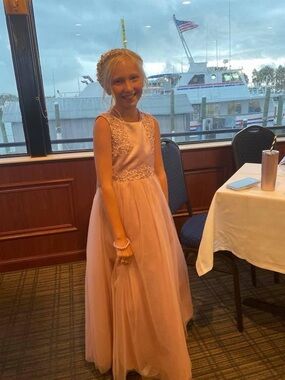 Elegant Pink Girls' Lace & Tulle Dress